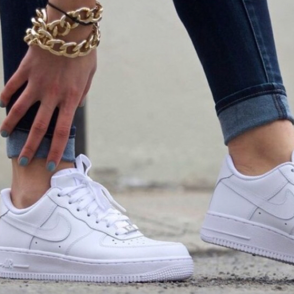 White Nike Air Force 1 Shoes
