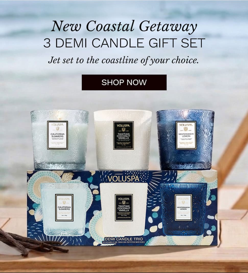 New Coastal Getaway 3 Demi Candle Gift Set. Jet set to the coastline of your choice. Shop now.