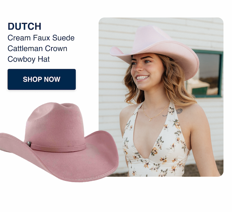 DUTCH Cream Faux Suede Cattleman Crown Cowboy Hat