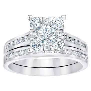 Round Brilliant 1.10 ctw Diamond 14kt White Gold Wedding Set