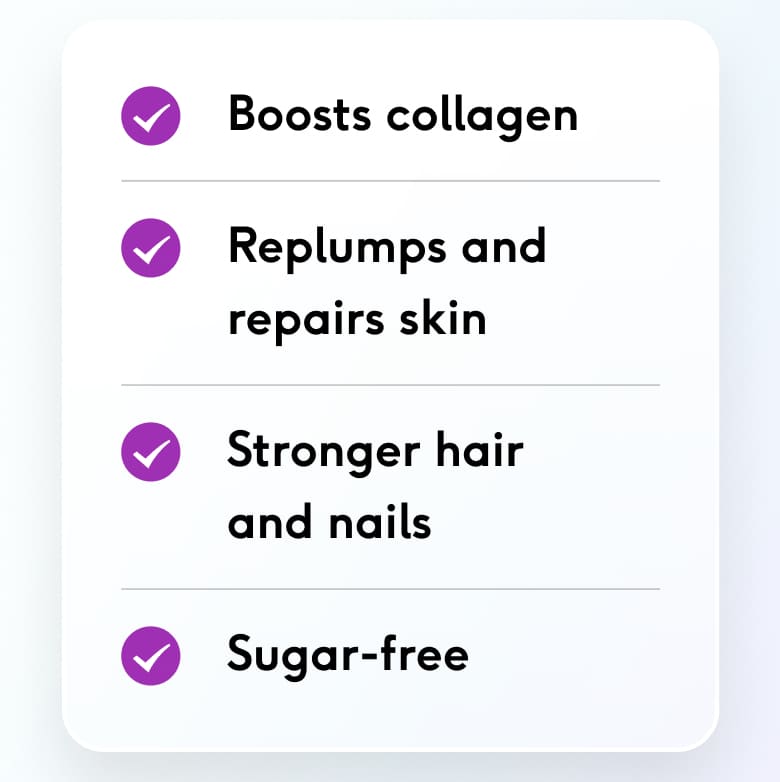Boosts collagen, stronger hair skin and nails