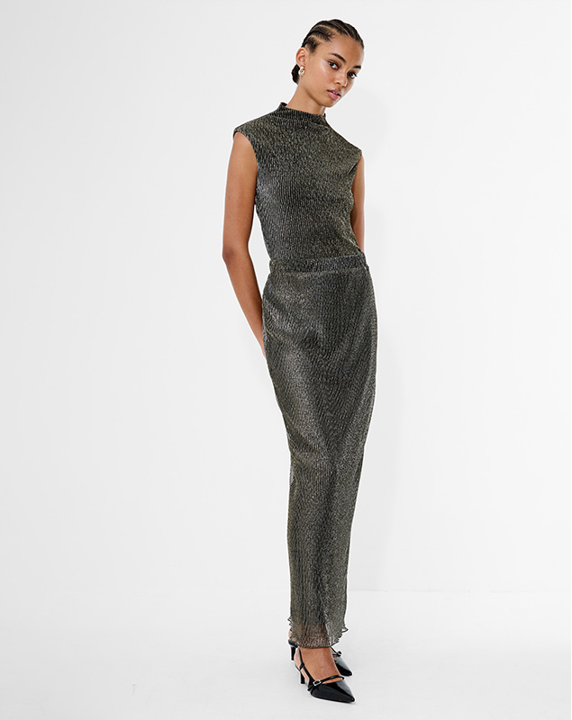 Tamy Lurex Plisse Sleeveless Top