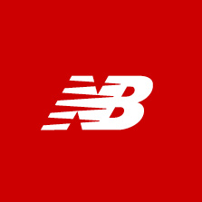 White New Balance Logo on Red Background