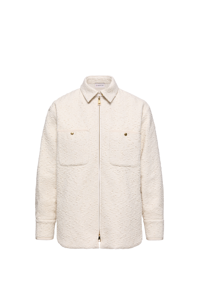 Cotton Blend Bouclé Down Shirt Jacket