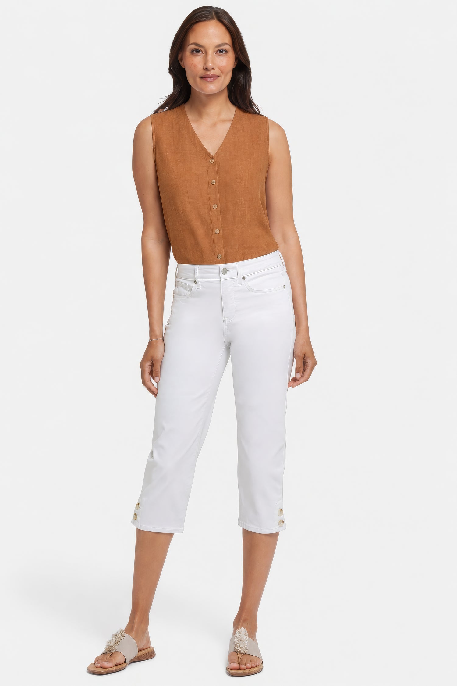 Image of Marilyn Straight Crop Jeans In Petite - Optic White
