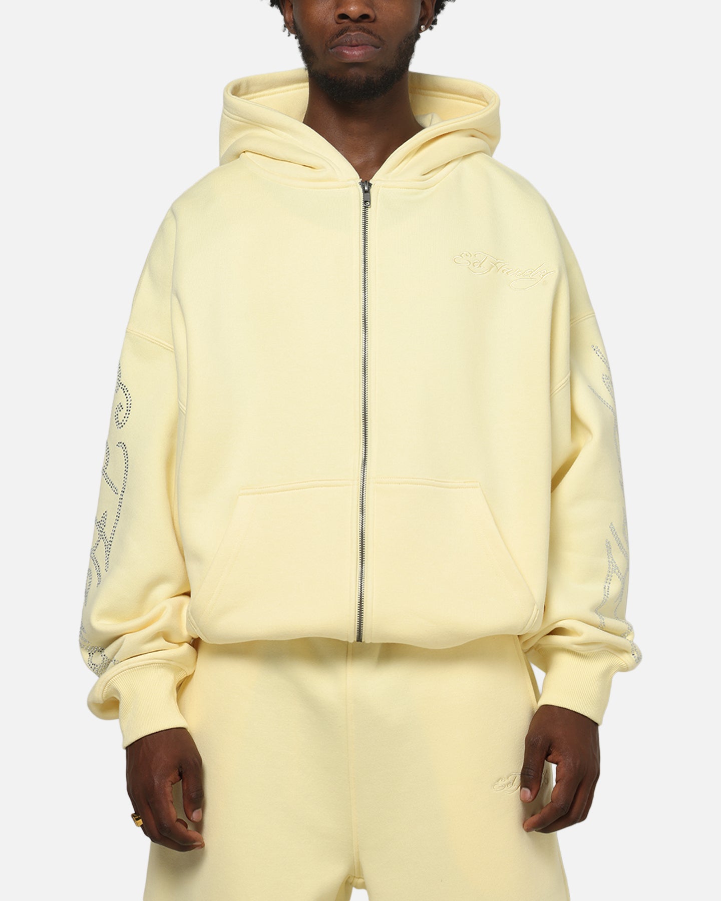 Image of Ed Hardy Trinity Zip Hoodie Butter Yellow