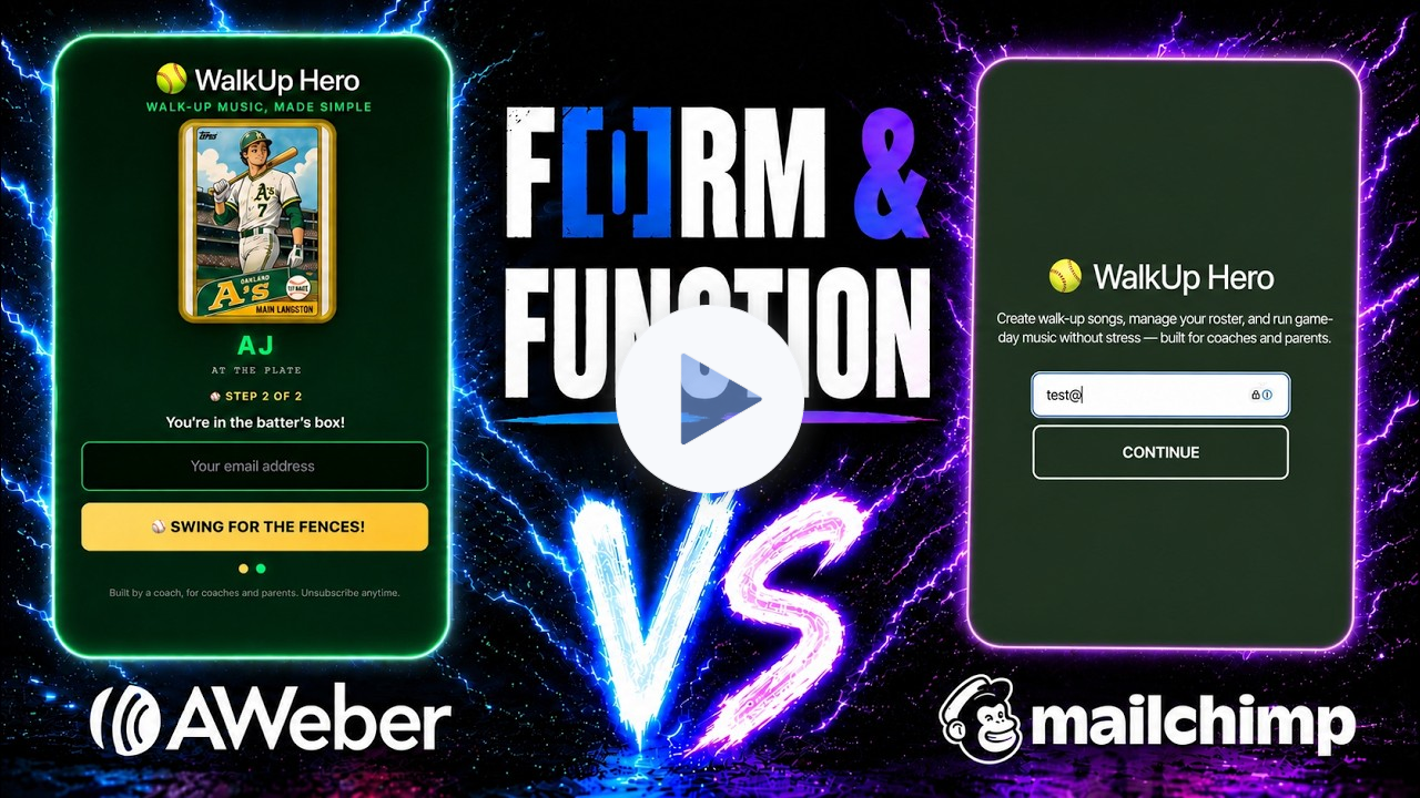 AWeber AI Signup Form Builder vs Mailchimp: A Baseball Form Built in 93 Seconds
