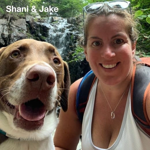 Monthly donor Shani and her dog Jake 