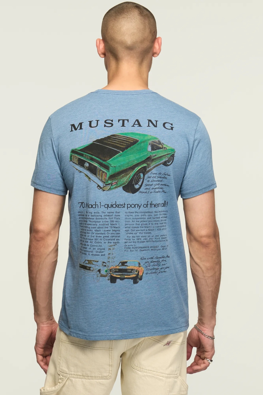 Image of Lucky Brand Mustang Vintage Tee - Men's Clothing Tops Shirts Tee Graphic T Shirts in Copen Blue