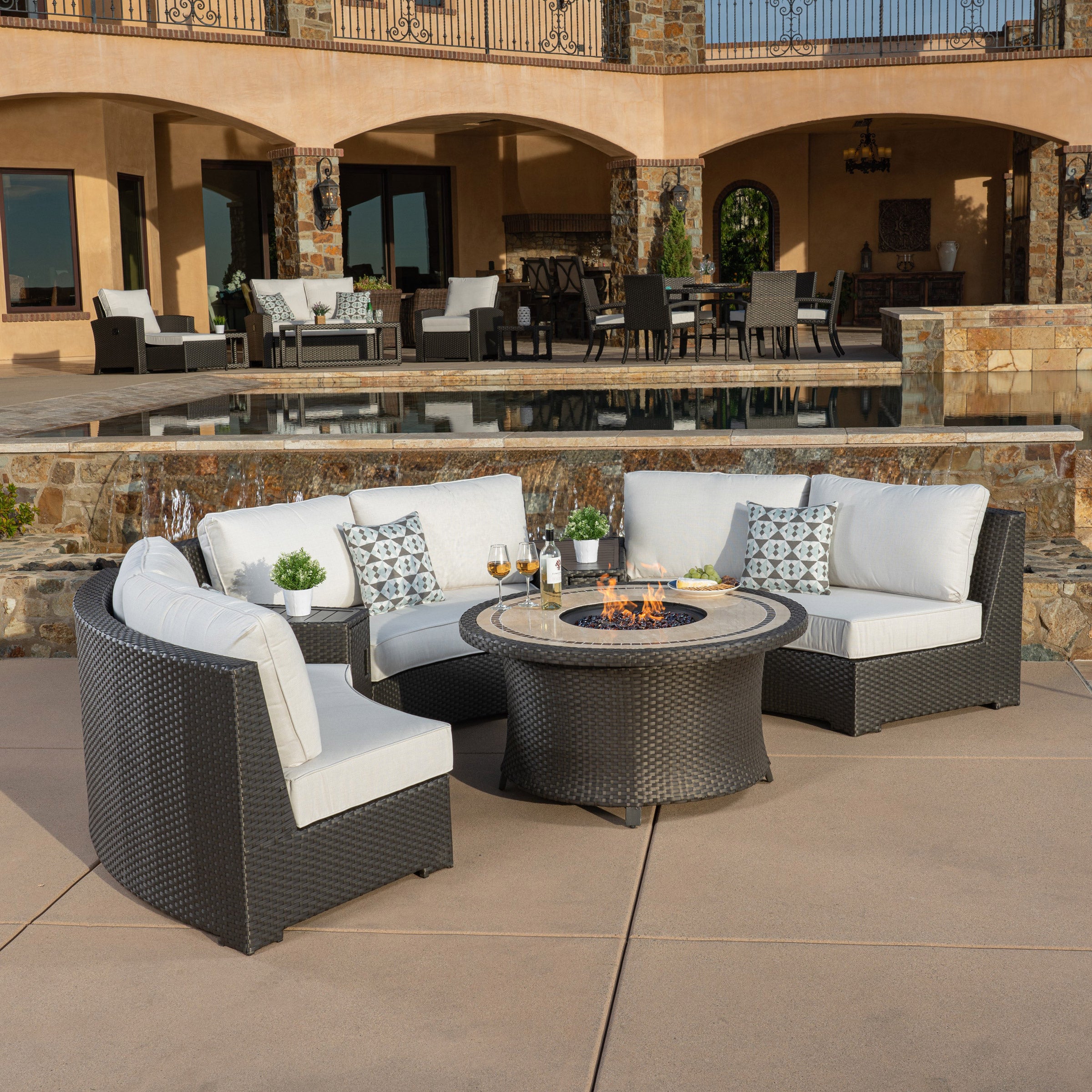 Grand Leisure Sidney 6-Piece Fire Outdoor Patio Seating Set