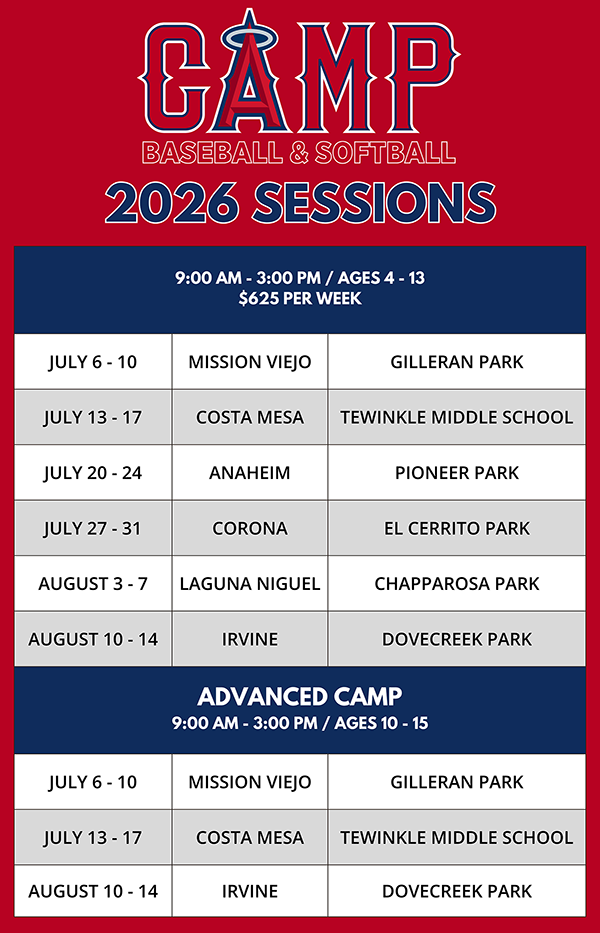 2026 Angels Youth Baseball & Softball Camps Schedule