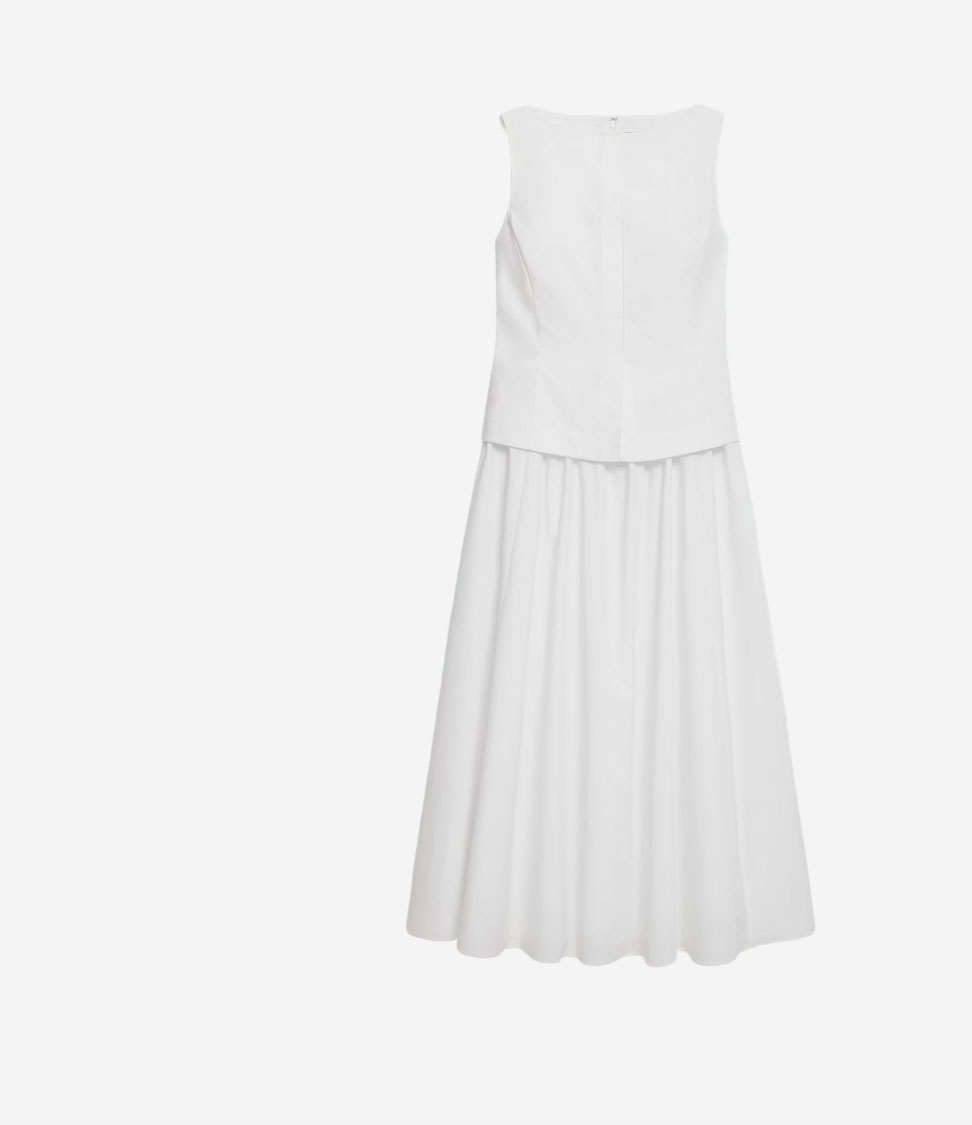 Boatneck Midi Dress in Relaxed Poplin
