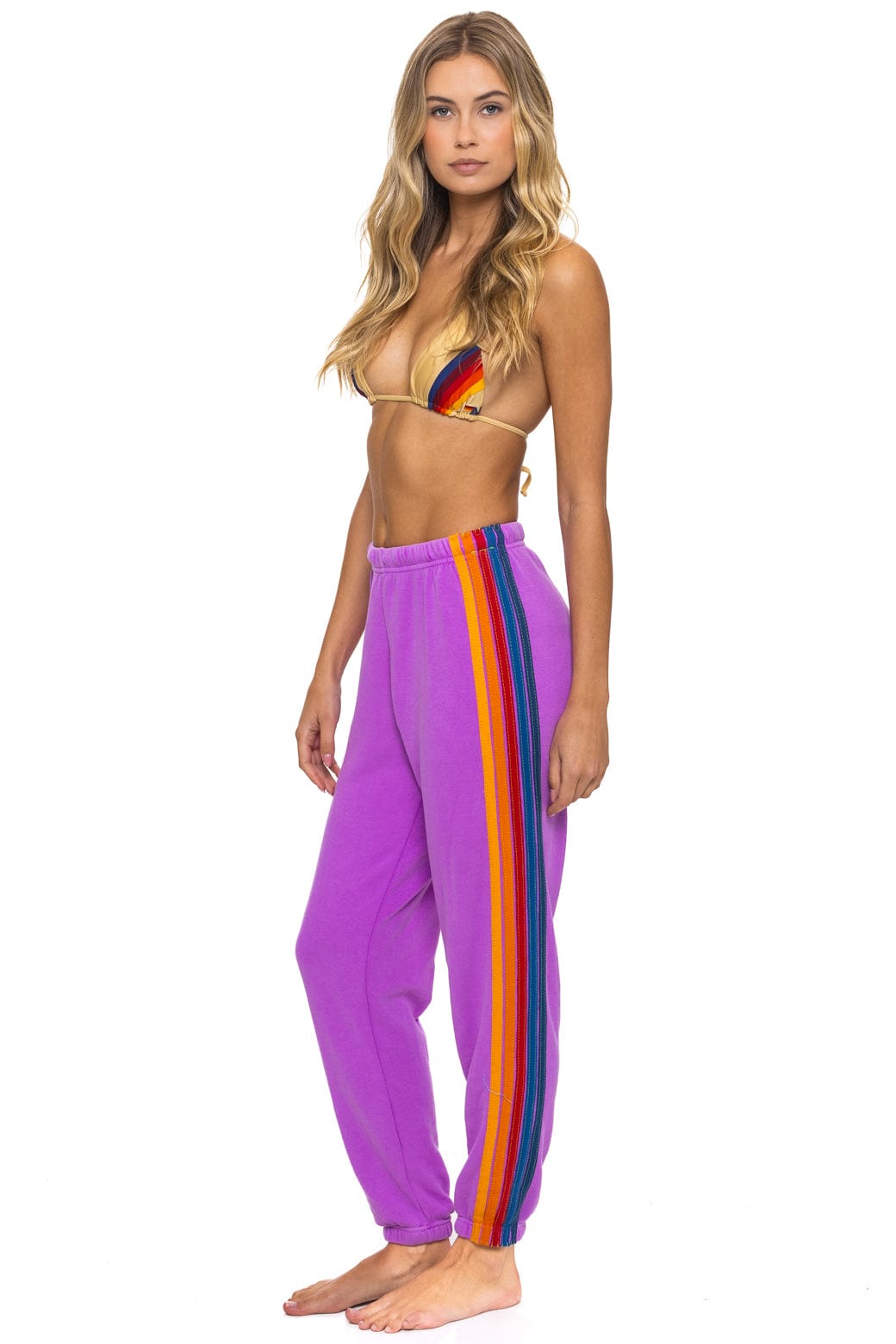 Image of 5 STRIPE SWEATPANTS - NEON PURPLE