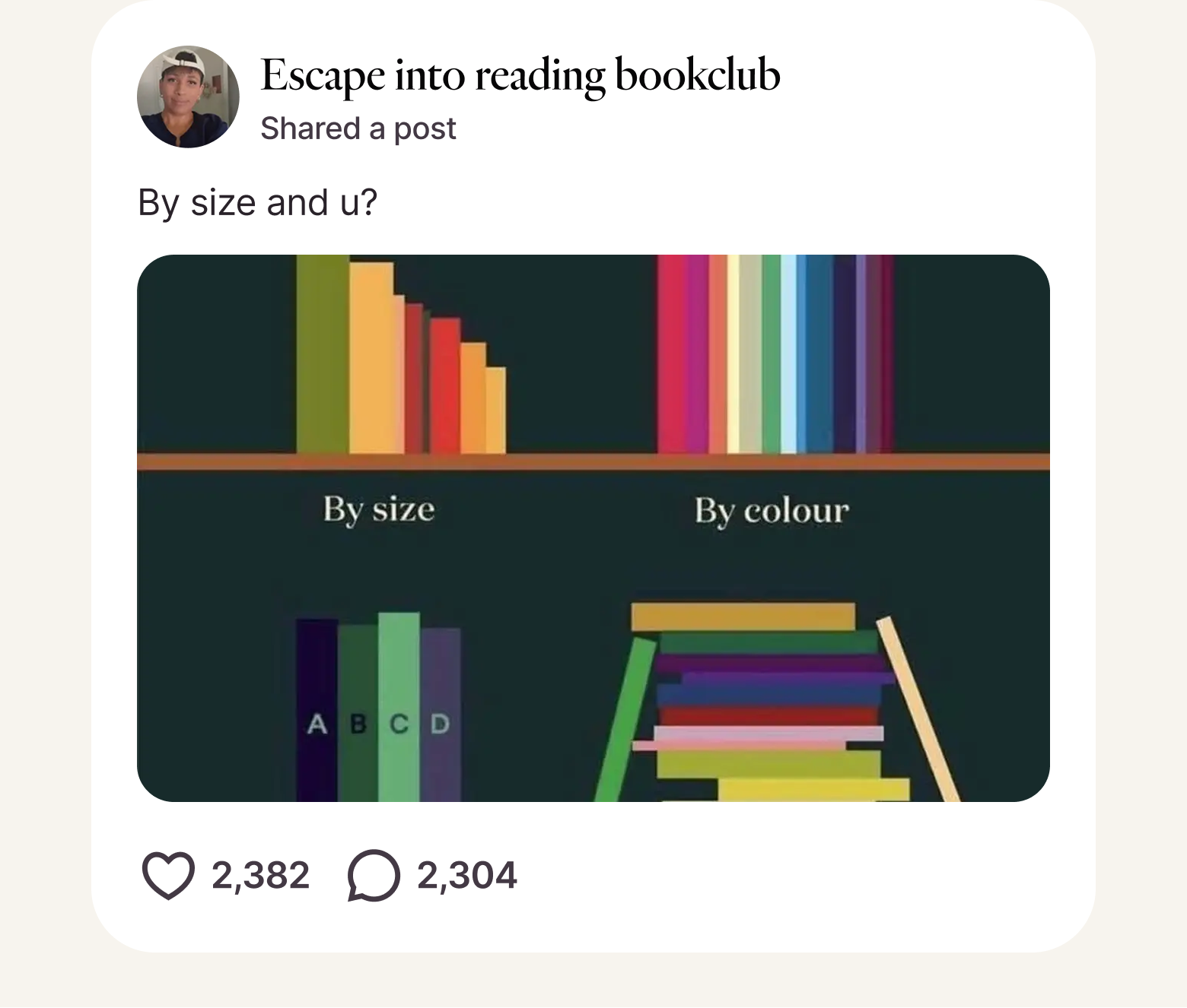 Post from Escape into reading bookclub