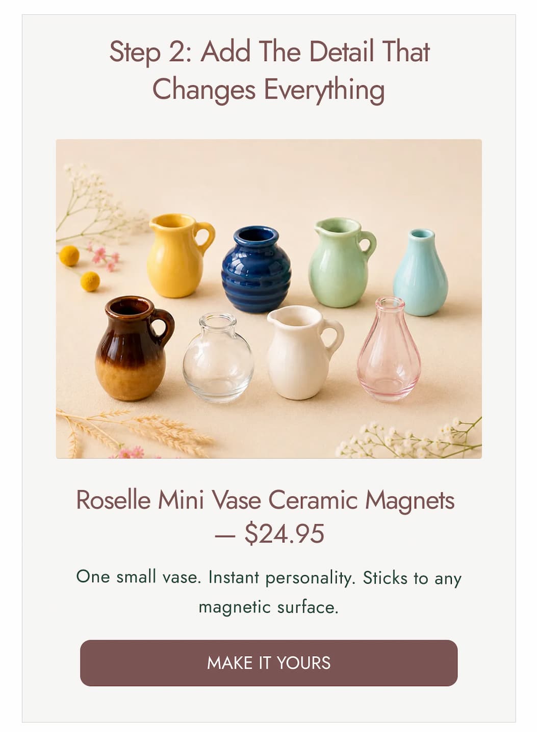 Roselle Mini Vase Ceramic Magnets — $24.95
