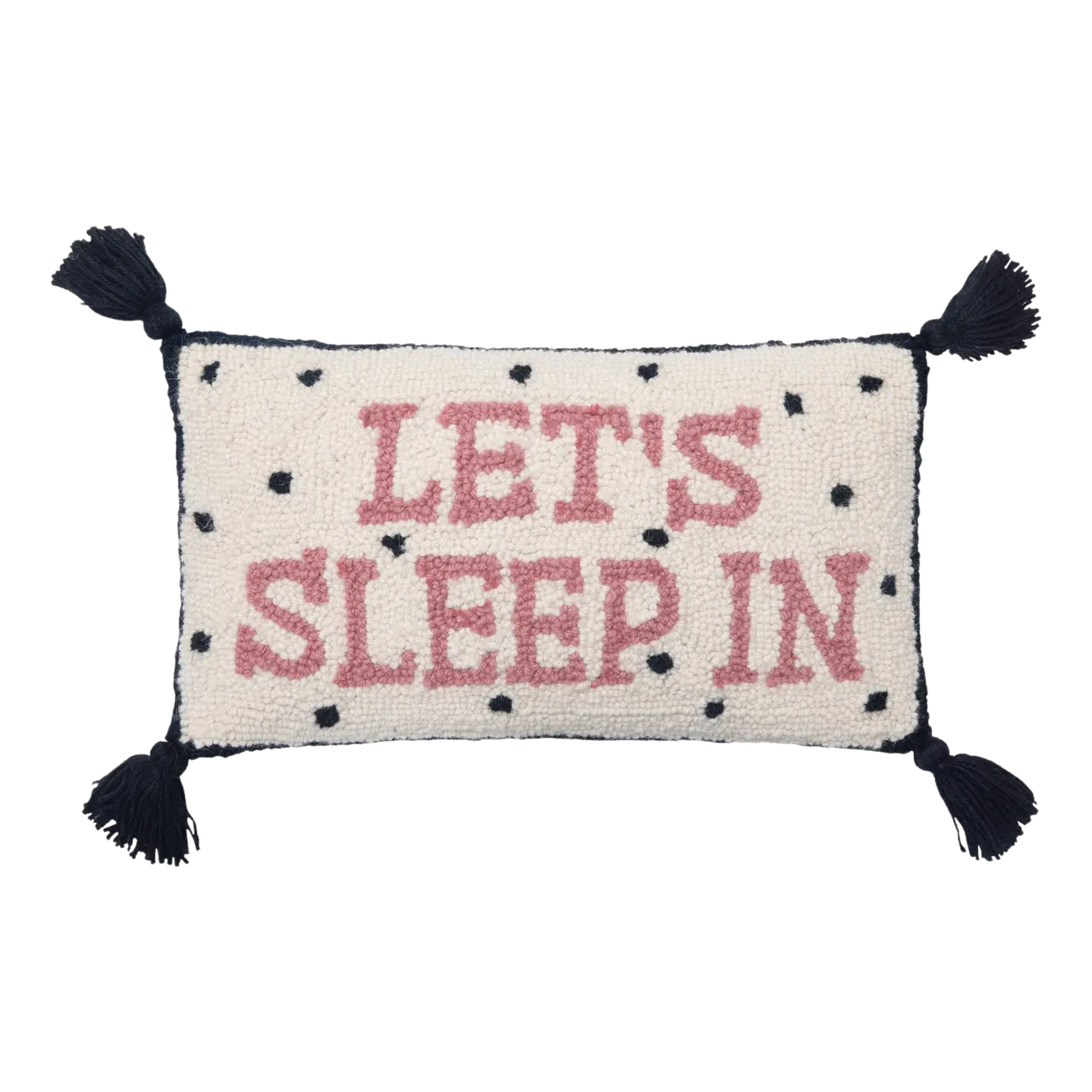 Image of Let's Sleep In with Tassels Hook Pillow