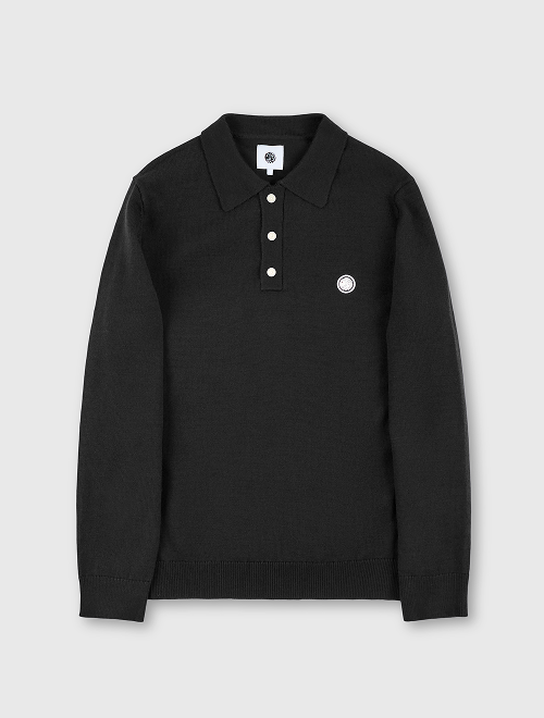 Black merino blend polo