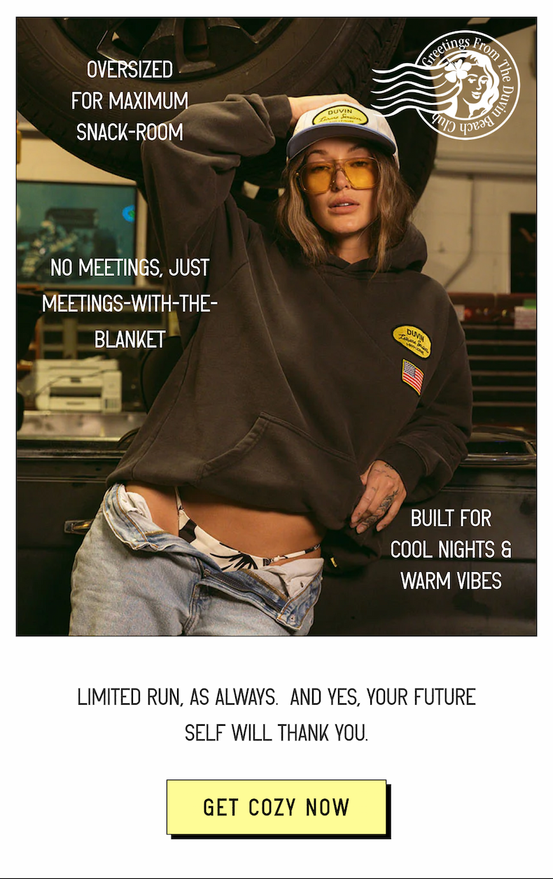 Oversized for maximum snack-room | No meetings, just meetings-with-the-blanket | Built for cool nights & warm vibes |  Limited run, as always.&nbsp; And yes, your future self will thank you. [ GET COZY NOW ]