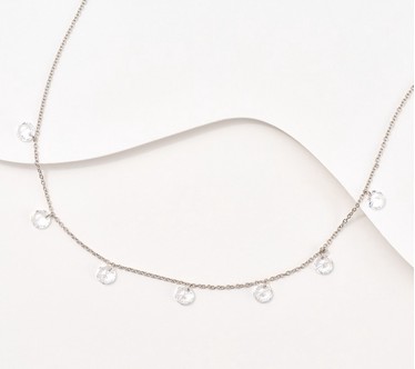 Diamonique Classics Round Station Necklace, Sterling Silver