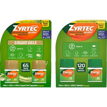 Zyrtec Liquid Gels 10 mg, Tablets 10 mg or Children’s Chewables