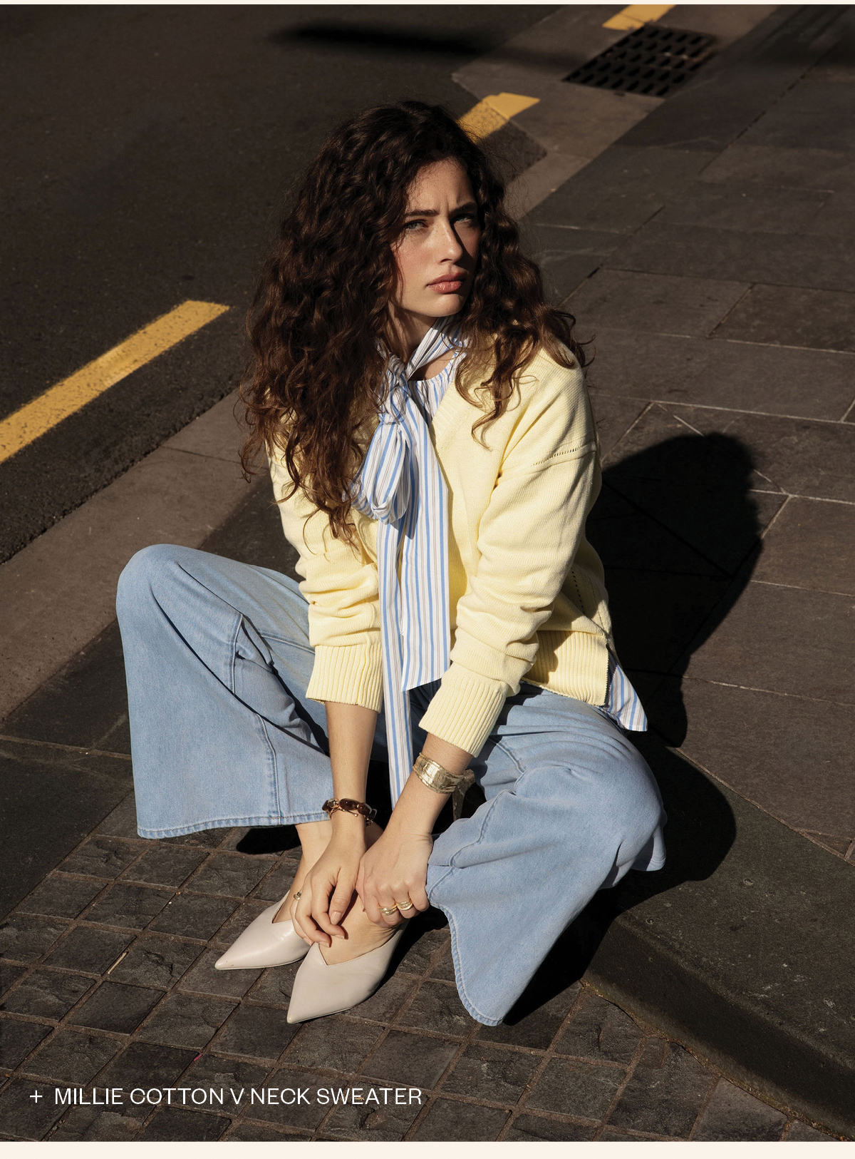Millie Cotton V Neck Sweater