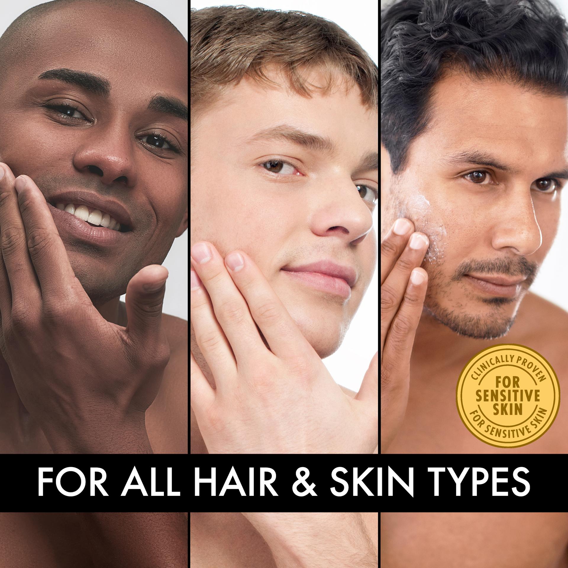 Complete shaving system with pre-shave, cream, and balm