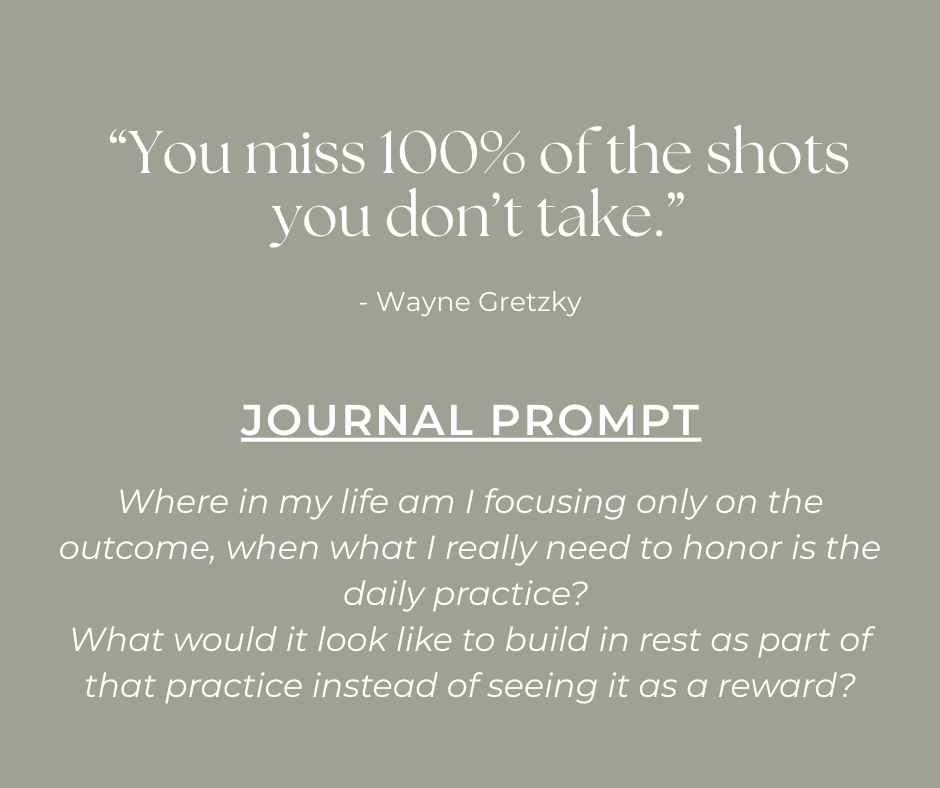 text box with a quote and journal prompt about showing up and its importance