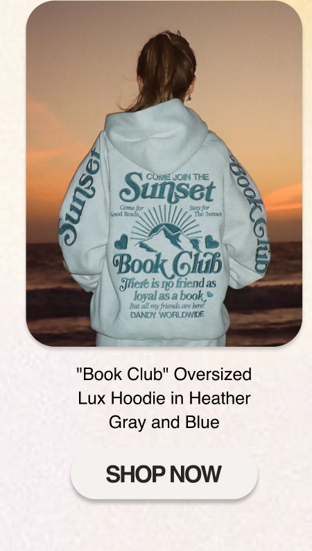 "Book Club" Oversized Lux Hoodie in Heather Gray and Blue