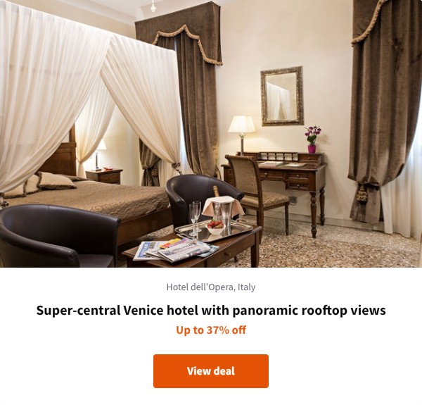 Super-central Venice hotel with panoramic rooftop views