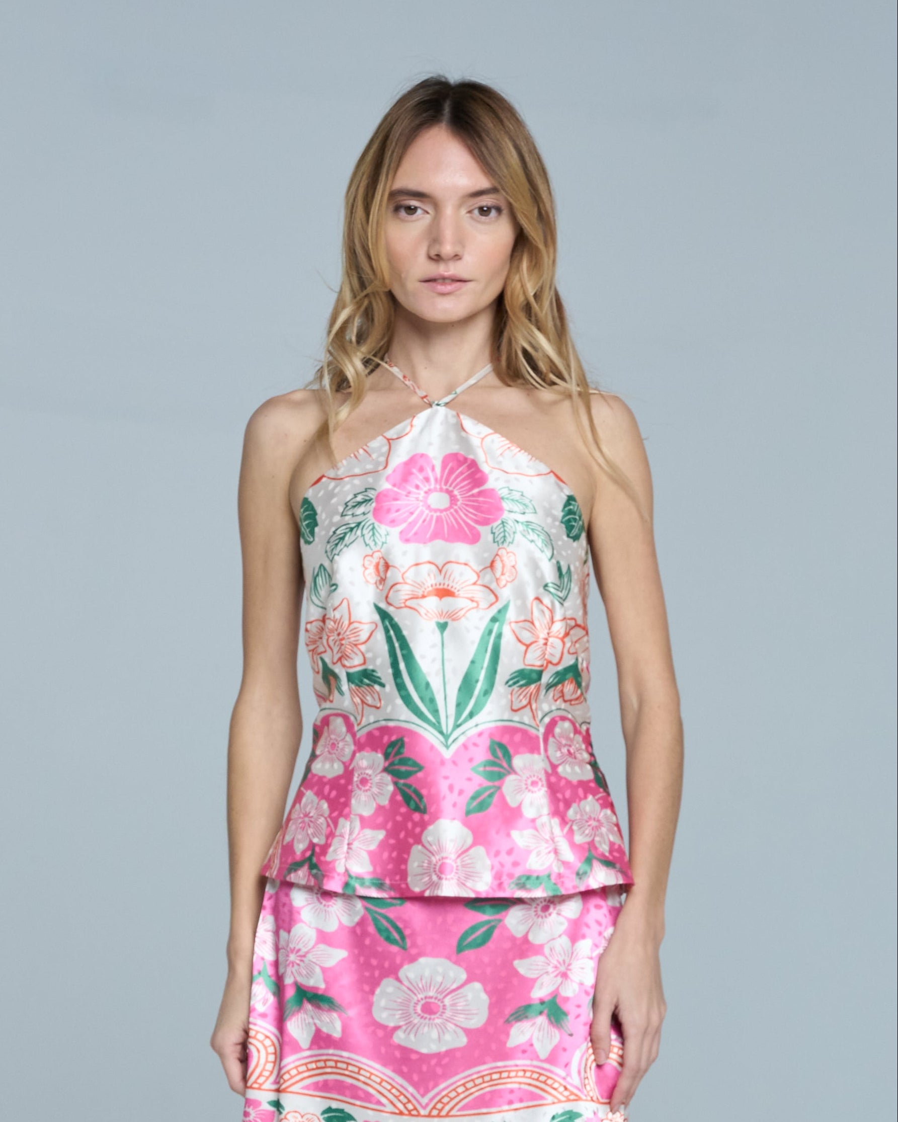 Image of Maika Floral Print Halter Top
