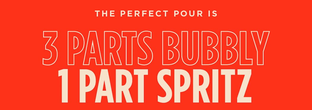 The perfect pour is 3 parts bubbly, 1 part Spritz