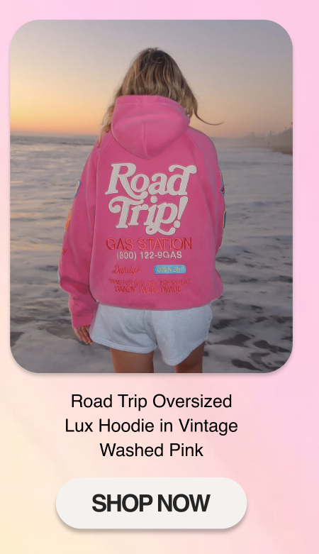 Road Trip Oversized Lux Hoodie in Vintage Washed Pink
