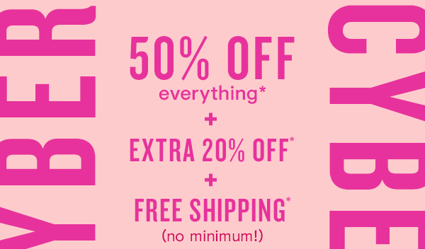 50% off + EXTRA 20% + FREE shipping