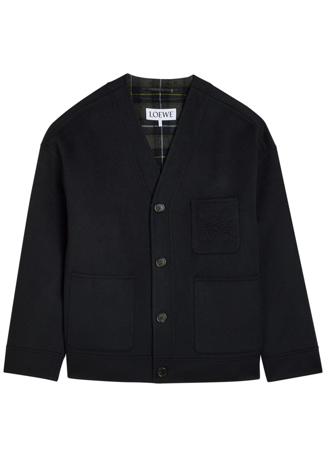 LOEWE Embossed-anagram wool and cashmere-blend cardigan