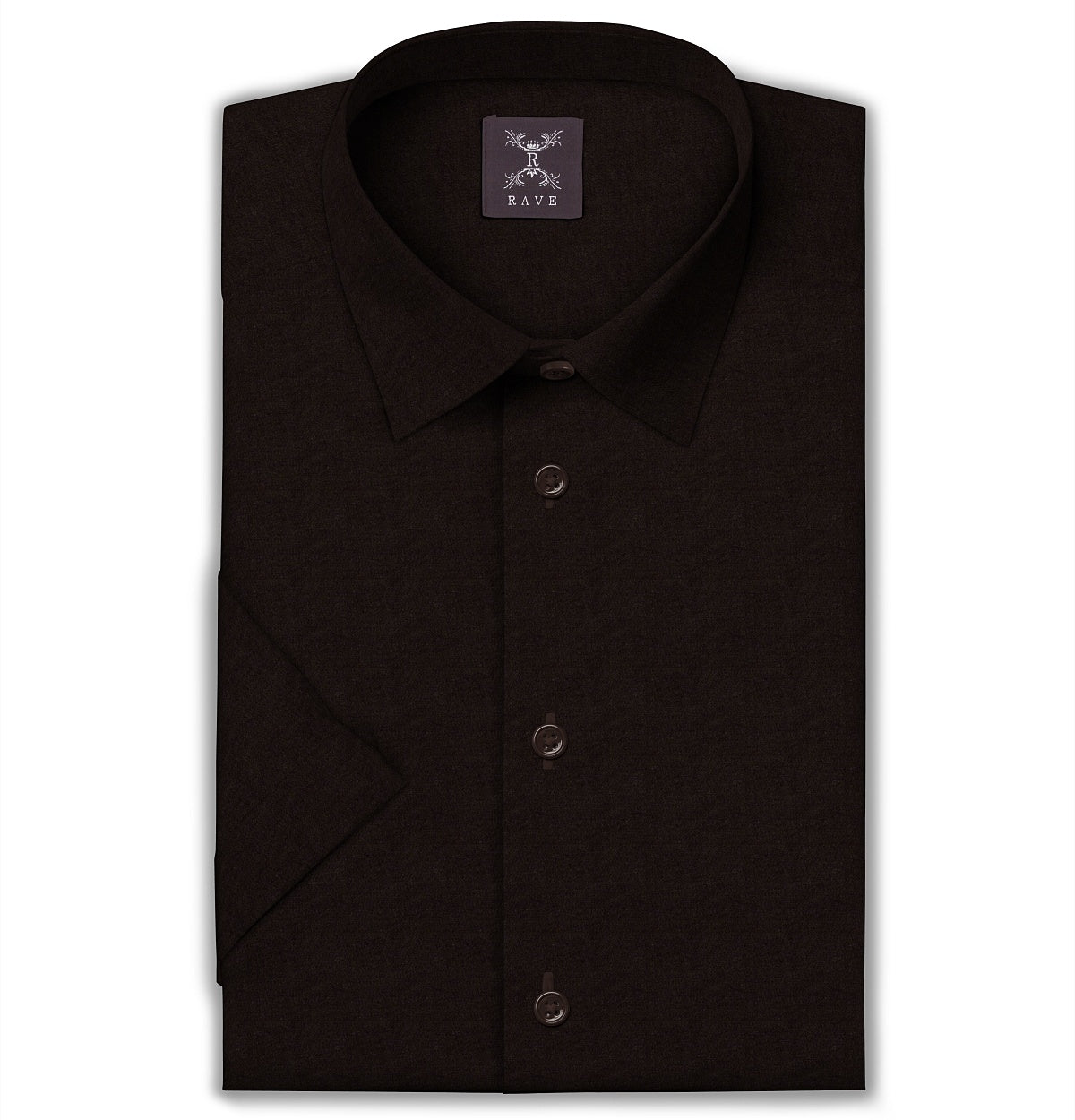 Image of Wrinkle-Resistant - Semi-Spread Collar - Short Sleeve - Coffee