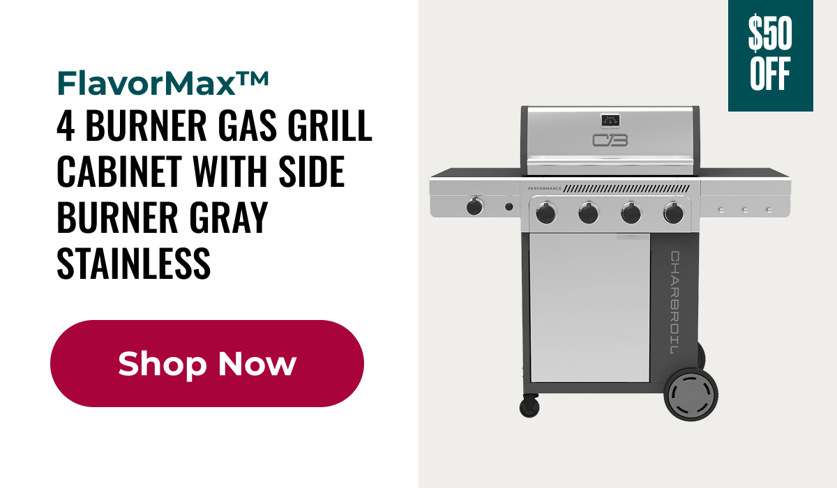 Flavormax™  4 Burner Gas Grill Cabinet with Side Burner Gray Stainless