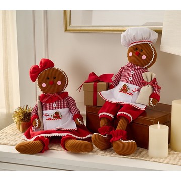 Set of (2) 20" Plush Baking Gingerbread Couple by Valerie