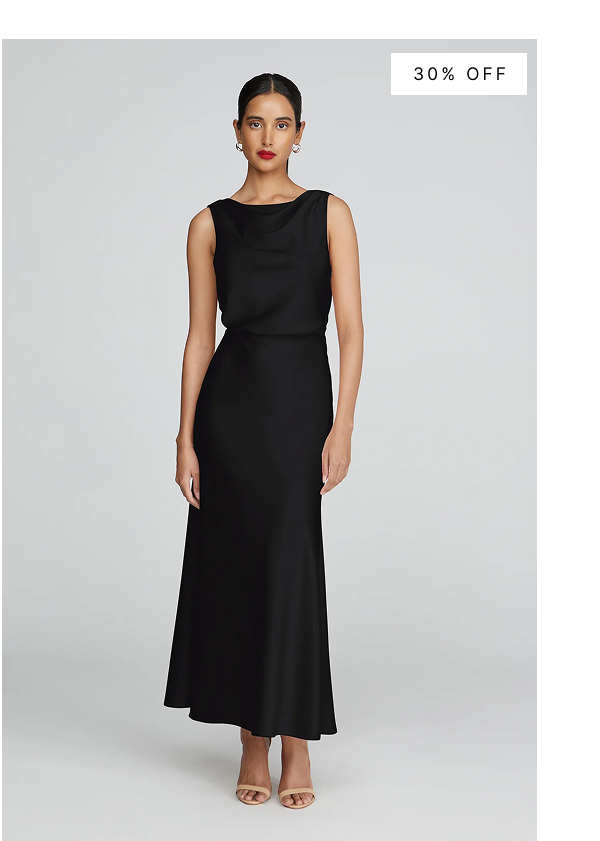 Aubrie Satin Midi | Black | $417 (was $595)