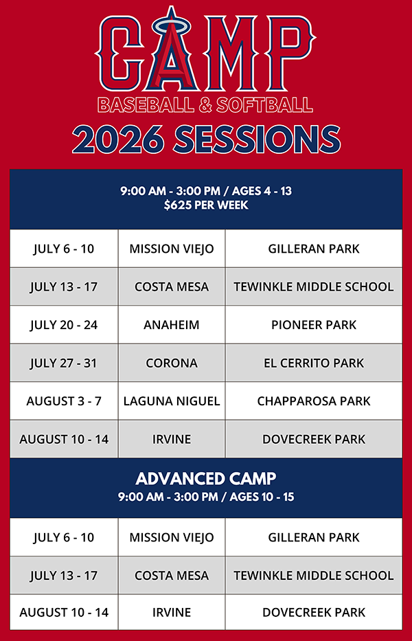 2026 Angels Youth Baseball & Softball Camps Schedule
