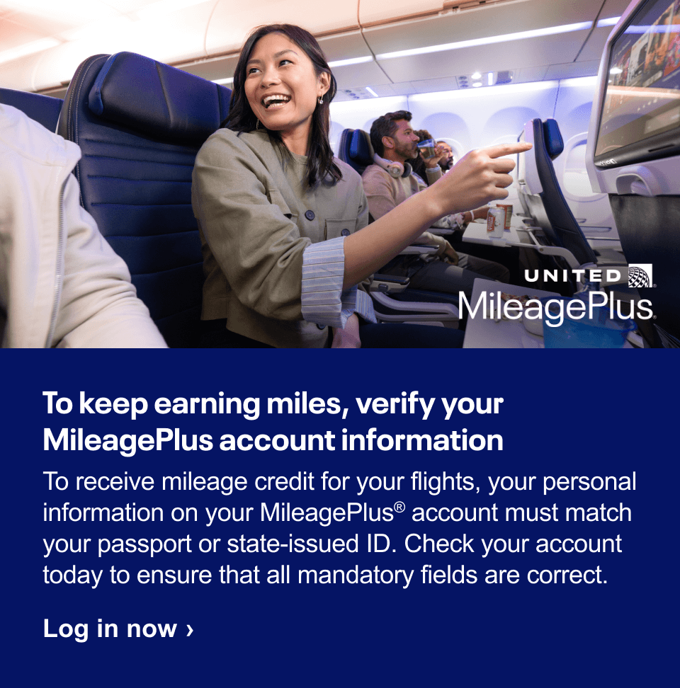 Verify your MileagePlus account information.