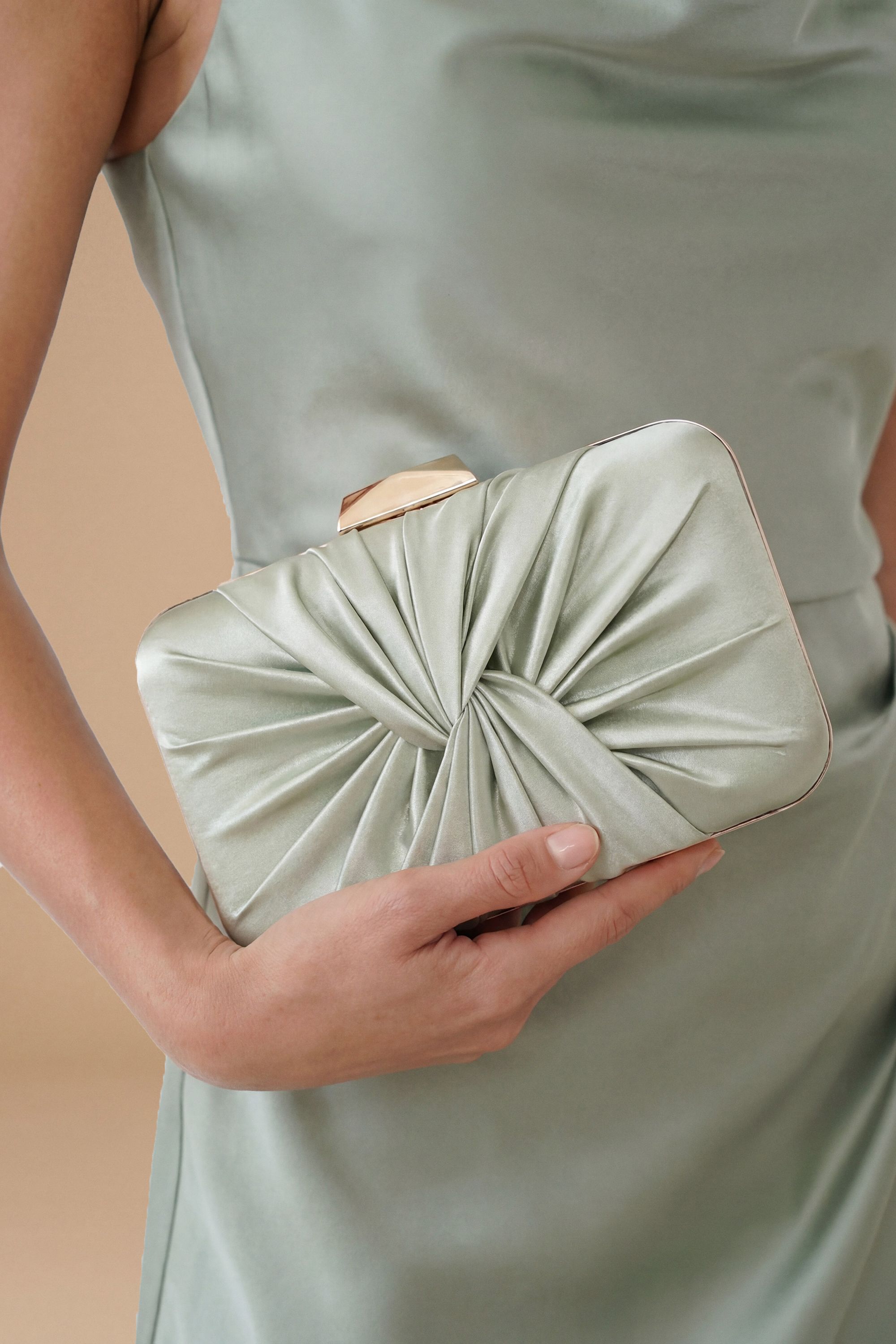 Beaut Satin Twist Clutch Bag