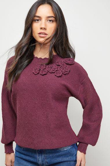 Floral Detail Long Sleeve Jumper