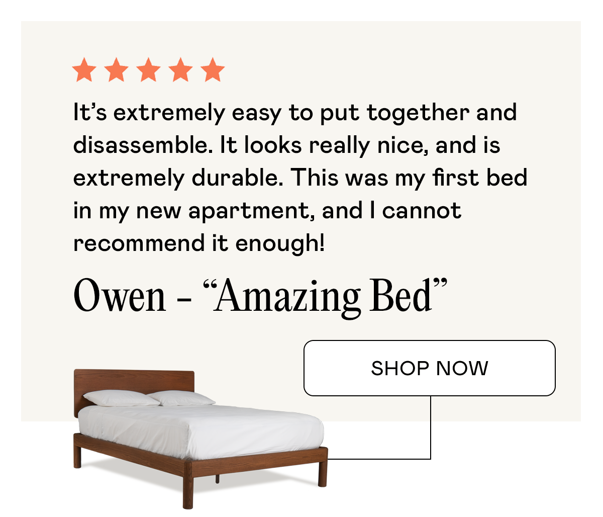 Keeps Customer 5 Star Review of bed frame saying Amazing Bed