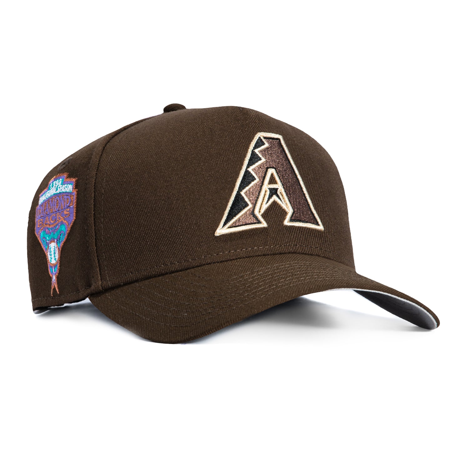 Image of New Era 9Forty A-Frame Arizona Diamondbacks Inaugural Patch A Snapback Hat - Brown