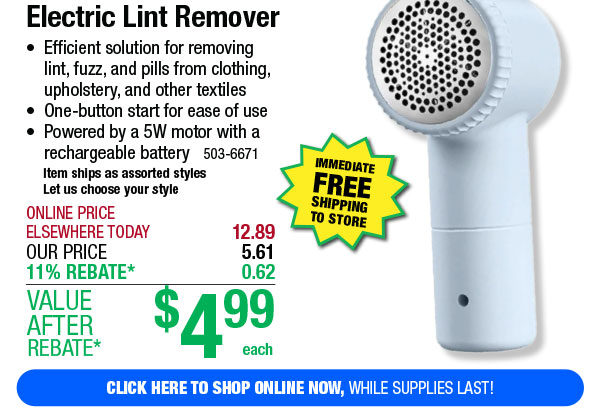 Electric Lint Remover - Free Shipping To Store!