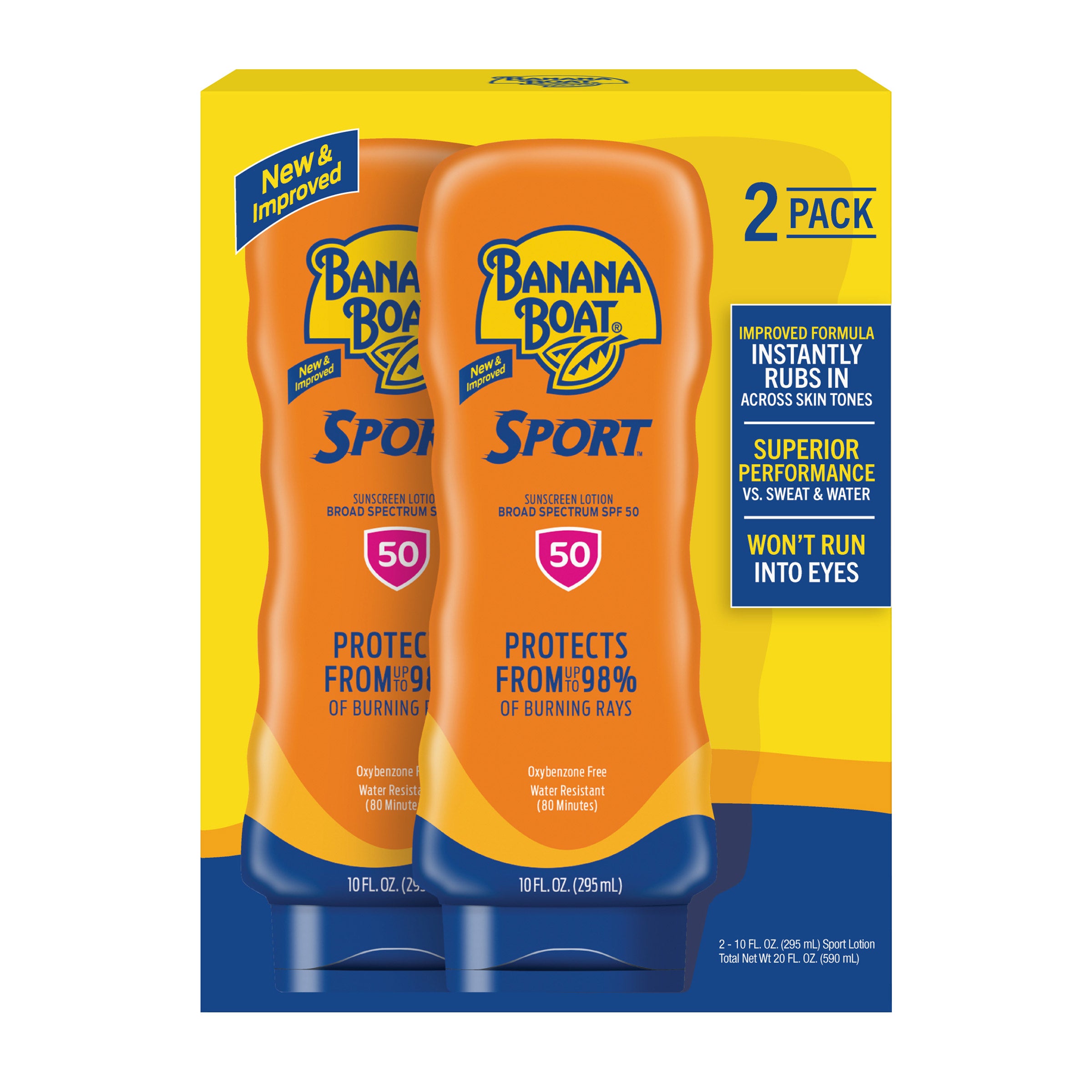 Banana Boat Sport Ultra SPF50 Sunscreen Lotion, 10 fl oz, 2-Pack