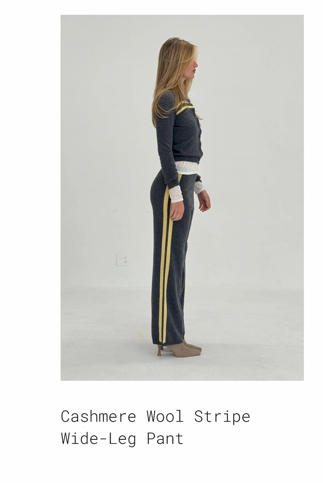 Cashmere Wool Stripe Wide-Leg Pant 