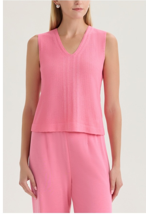 V-Neck Tonal Pointelle Knit Tank