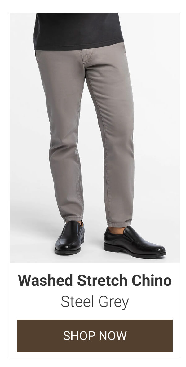 Steel Grey Washed Stretch Chino