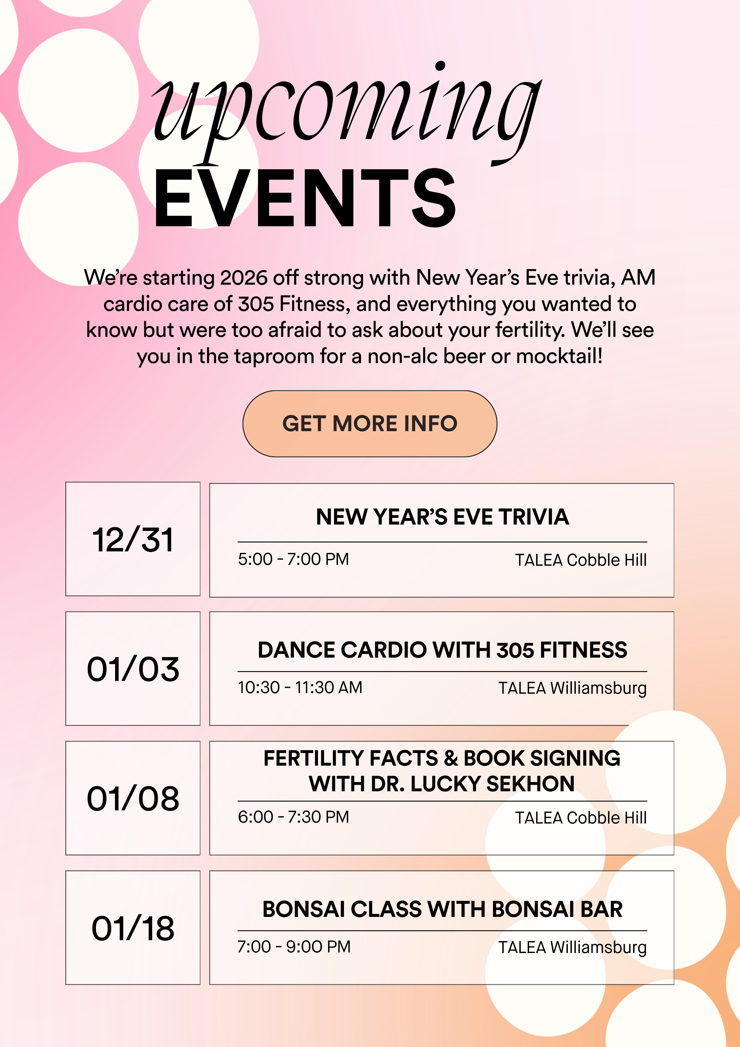 January programming at TALEA. Click for more info!